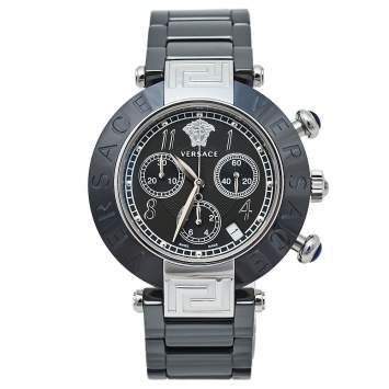Pre Owned Versace Black Ceramic & Stainless Steel Reve 95C Women's Wristwatch 40 mm