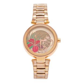 Pre Owned Versace Gold Tone Stainless Steel Mystique Hibiscus I9Q80D2HI-S080 Women's Wristwatch 38 mm