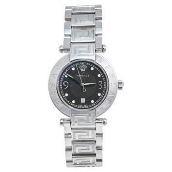 Pre Owned  Versace Black Stainless Steel Reve 68Q Women's Wristwatch 35 mm