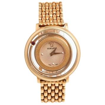 Pre Owned Versace Rose Gold Stainless Steel Venus VFH050013 Women's Wristwatch 39 mm