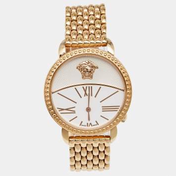 Pre Owned Versace White Gold Plated Stainless Steel Krios 93Q Women's Wristwatch 38 mm