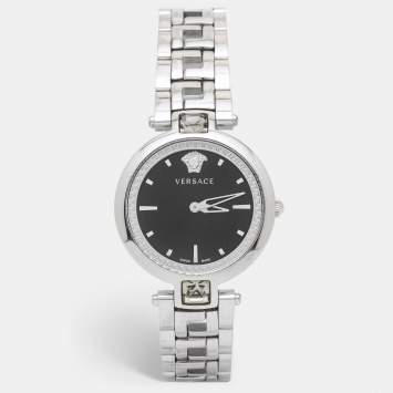 Pre Owned Versace Black Stainless Steel Gleam VAN030016 Women's Wristwatch 37 mm