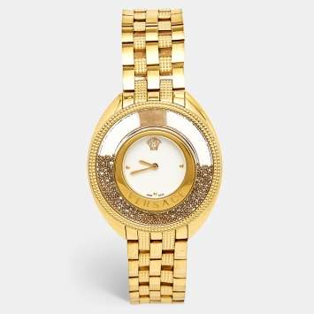 Pre Owned Versace White Gold Plated Stainless Steel  Destiny Spirit 86Q70D002-S070 Women's Wristwatch 36 mm