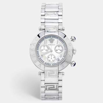 Pre Owned Versace Mother Of Pearl Stainless Steel Reve Q5C Women's Wristwatch 40 mm