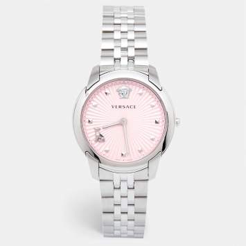 Pre Owned Versace Pink Stainless Steel Audrey VELR00419 Women's Wristwatch 38 mm