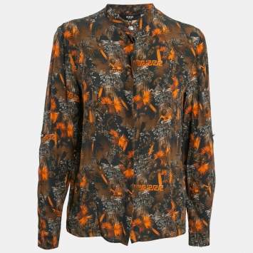 Pre Owned Versus Versace Multicolor Printed Silk Button Front Shirt L