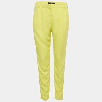 Pre Owned بنطلون قماش كريب مطوي فيرسوس فيرساتشي أصفر صغير