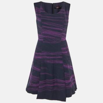 Pre Owned فستان فيرسوس فيرساتشي كريب بلا أكمام أزرق كحلي مقاس متوسط - ميديوم