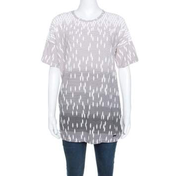 Pre Owned Versus Versace Pale Pink Printed Cut Out Back Detail T-Shirt L