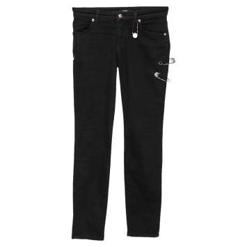 Pre Owned Versus Versace Black Denim Lion Head Pin Detail Skinny Jeans XS