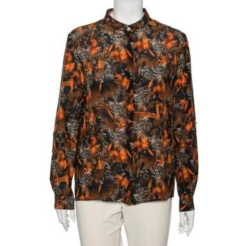 Pre Owned Versus Versace Multicolor Printed Silk Button Front Blouse M
