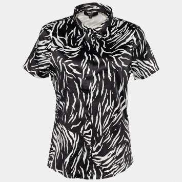 Pre Owned Versus Versace Black Printed Satin Button Front Shirt M