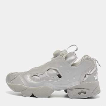 Pre Owned Vetements Silver Reflected Fabric Instapump Fury 3M Low Top Sneakers Size 38.5