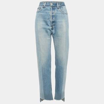 Pre Owned Vetements Blue Two Tone Patchwork Denim Straight-Leg  Jeans L