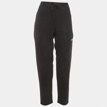 Pre Owned Vetements Black Logo Embroidered Cotton Knit Sweatpants M