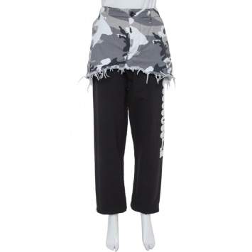 Pre Owned Vetements Black Cotton Camo Print Overlay Jogger Pants M