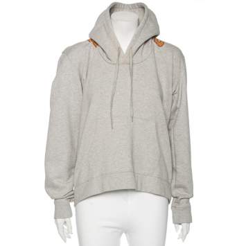 Pre Owned Vetements Grey Cotton Logo Printed Oversized Hoodie S