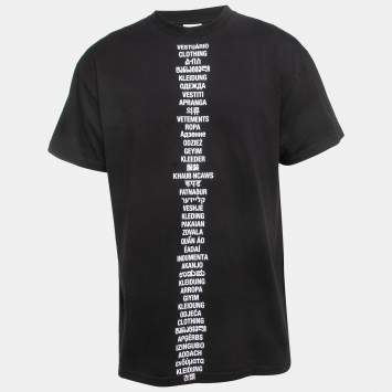 Pre Owned Vetements Black Languages Print Cotton Crew Neck Half Sleeve T-Shirt XS