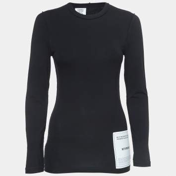 Pre Owned Vetements Black Cotton Logo Patch Inside-Out Long Sleeve T-Shirt S