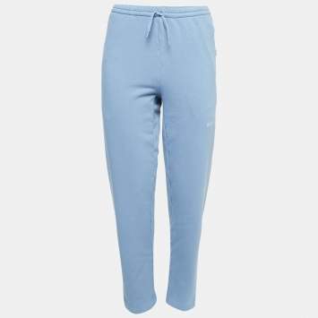 Pre Owned Vetements Blue Logo Embroidered Cotton Joggers S