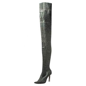 Pre Owned Vetements Metallic Multicolor Lurex Knit Thigh High Socks Boots Size 41