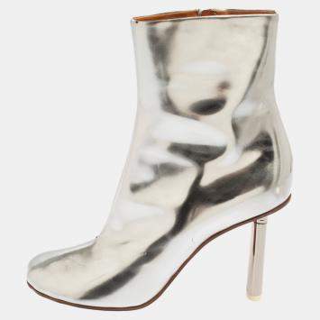 Pre Owned Vetements Silver Leather Ankle Boots Size 39