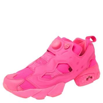 Pre Owned Vetements x Reebok Fluorescent Pink Nylon And Fabric Instapump Fury Sneakers Size 38.5