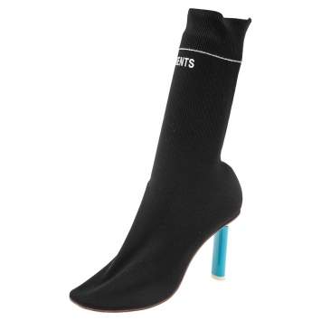 Pre Owned Vetements Black Knit Fabric Reflective Sock Boots Size 39