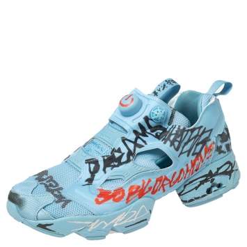 Pre Owned Vetements x Reebok Fluorescent Blue Nylon And Fabric Instapump Fury Sneakers Size 39