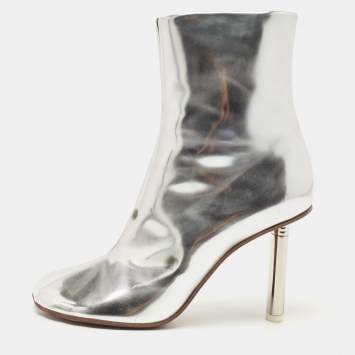 Pre Owned Vetements Silver Leather Ankle Boots Size 38