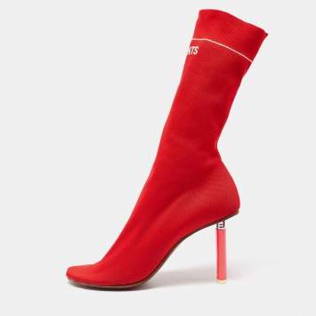 Pre Owned Vetements Red Knit Fabric Sock Boots Size 39