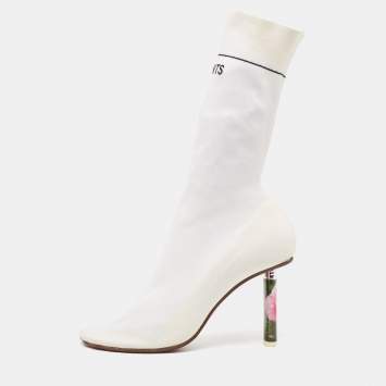 Pre Owned Vetements White Knit Fabric Sock Boots Size 39