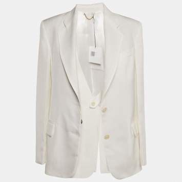 Victoria Beckham White Crepe Single Breasted Blazer S 