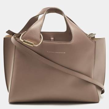 Pre Owned Victoria Beckham Grey Leather Small Newspaper Tote 