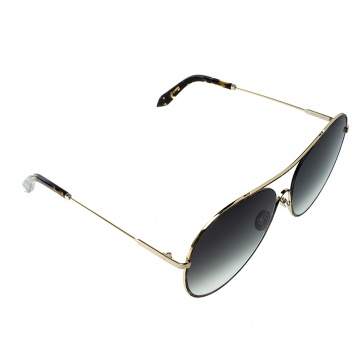 Pre Owned Victoria Beckham Gold Plated/Green Gradient VBS131 Loop Round Sunglasses