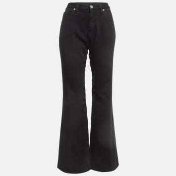 Pre Owned Victoria Beckham Black Denim Wide-Leg Jeans M Waist 28"