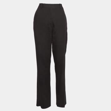 Pre Owned Victoria Beckham Black Crepe Straight Leg Trousers M