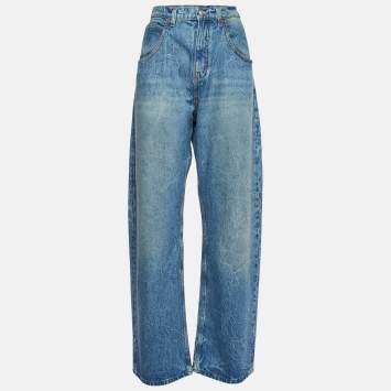 Pre Owned Victoria Beckham Blue Washed Denim Oversized Boyfriend Jeans XL Waist 34"