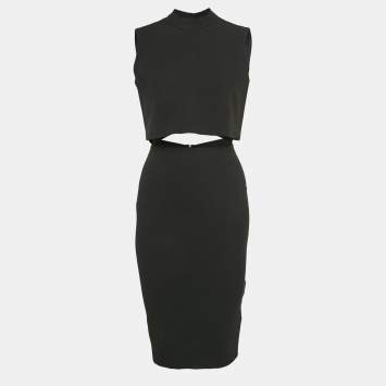 Pre Owned Victoria Beckham Black Crepe Cut-Out Detail Short Dress S 