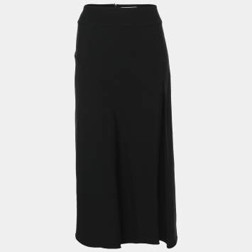 Pre Owned Victoria Beckham Black Crepe Midi Skirt M 