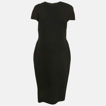 Victoria Beckham Black Crepe Midi Dress L