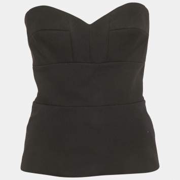 Pre Owned Victoria Beckham Black Wool Strapless Corset Top M