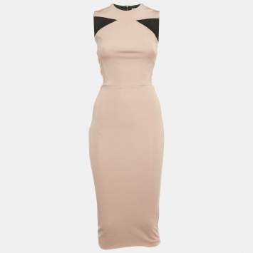 Pre Owned فستان فيكتوريا بيكهام كريب ستريتش وردي فاتح مقاس صغير (سمول)