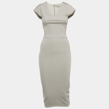 Pre Owned فستان فيكتوريا بيكهام رمادي جيرسيه ضيق مقاس صغير - سمول