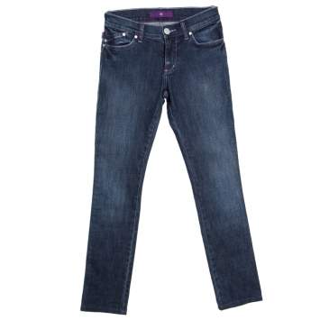 Pre Owned Victoria Beckham Indigo Dark Wash Faded Effect Slim Fit Denim Jeans S 