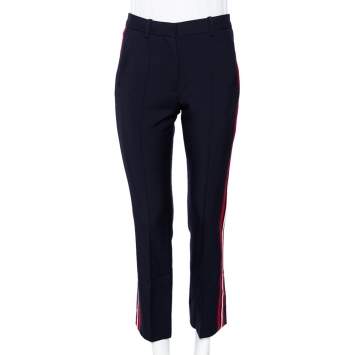 Pre Owned Victoria Victoria Beckham Navy Blue Wool Side Stripe Detail Trousers S