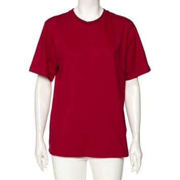 Pre Owned Victoria Victoria Beckham Red Cotton Short Sleeve Crewneck T-Shirt M