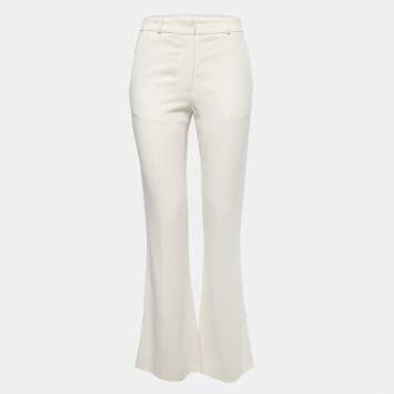 Pre Owned Victoria Beckham Cream Wool Flared Trousers S