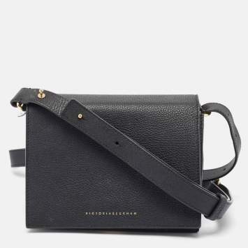 Pre Owned Victoria Beckham Black Leather Vanity Crossbody Bag