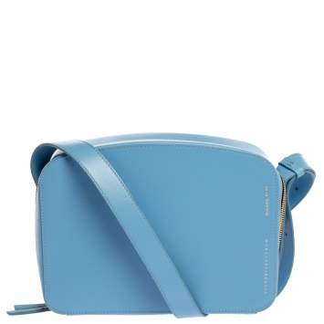 Pre Owned Victoria Beckham Baby Blue Leather Crossbody Bag